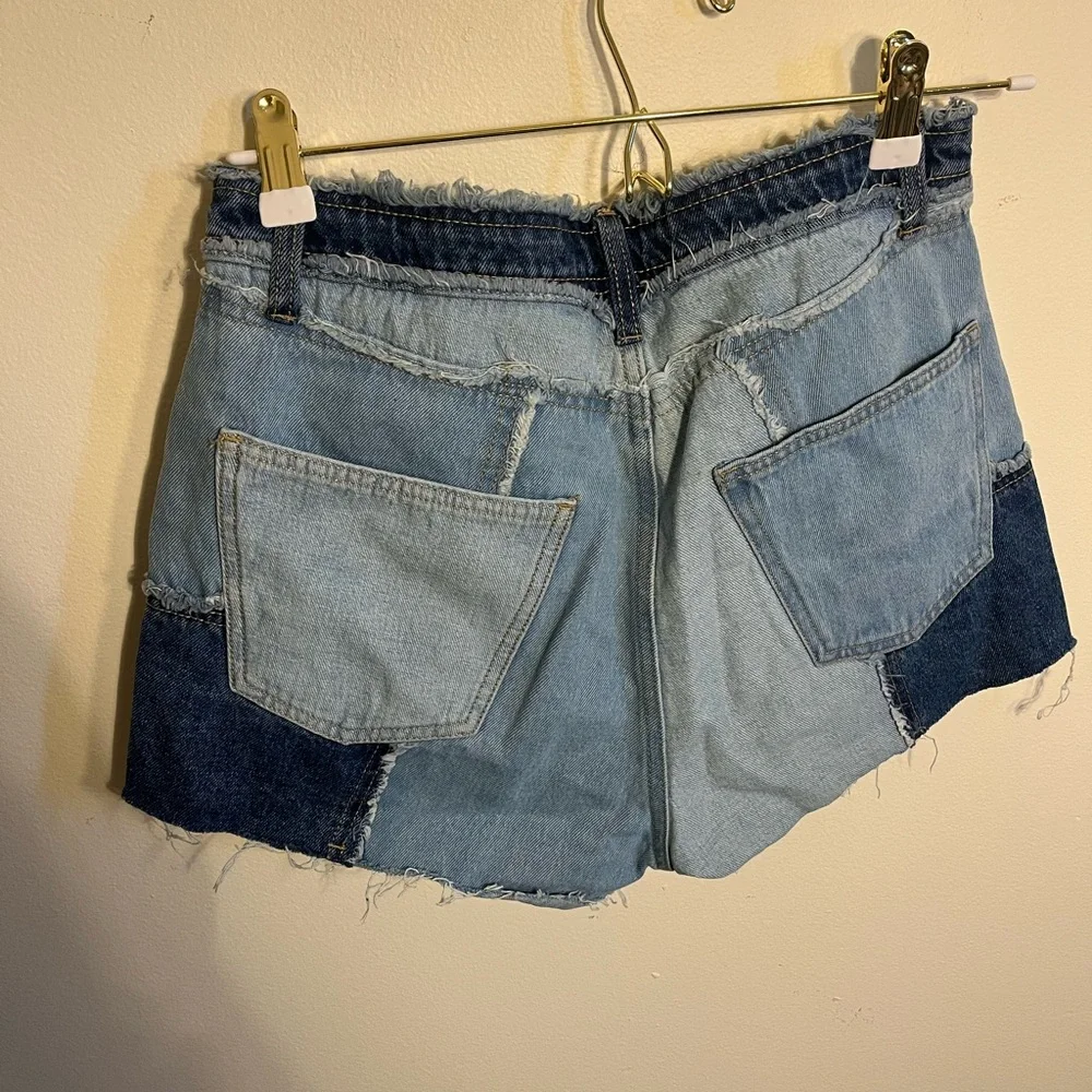 wild fable Patchwork Light and Dark Blue Denim Women’s Shorts - Picture 2 of 4